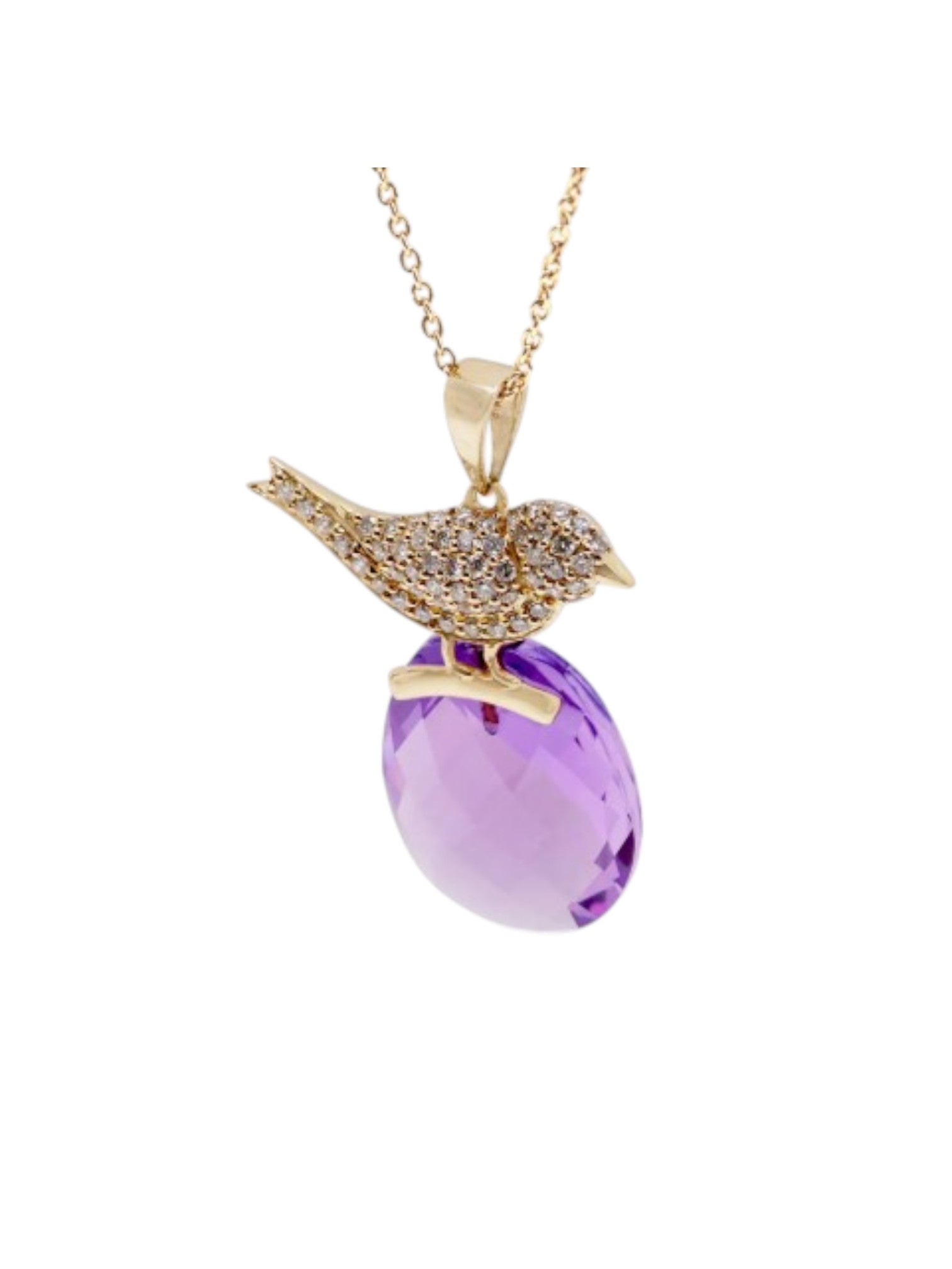 Trendy Bird Design 925 Sterling Silver CZ Stones Gold Plated Pendant With Chain For Women By Kesardeep